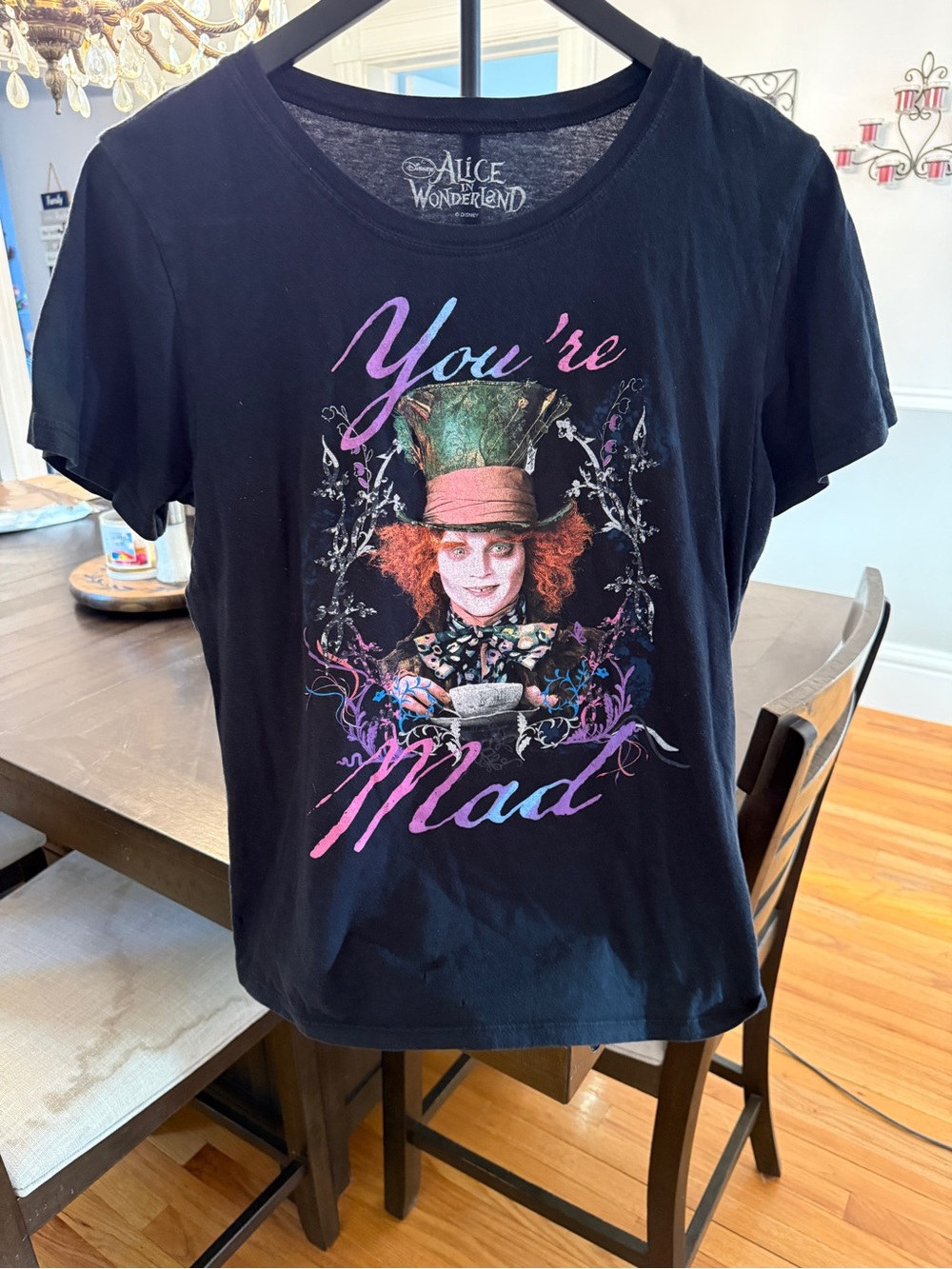 🎩 We're All Mad Here! Disney Alice in Wonderland Mad Hatter Graphic Tee ☕